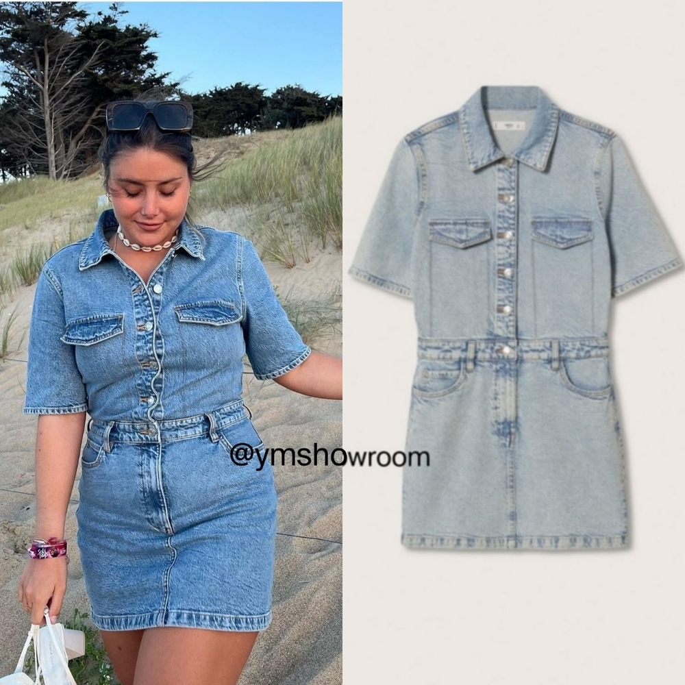 Mango Light Blue Denim Mini Dress